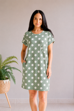 Load image into Gallery viewer, Sweet Sage Polka Dot Dress

