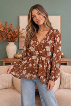 Load image into Gallery viewer, Wrapped in Blooms Peplum Top
