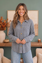 Load image into Gallery viewer, Dreamy Boyfriend Shacket in Slate Blue
