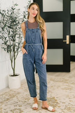 Load image into Gallery viewer, Too Cute to Compute Waist Tie Overalls in Dark Blue
