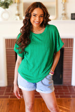 Load image into Gallery viewer, Be Your Best Cable Knit Dolman Short Sleeve Sweater Top in Green
