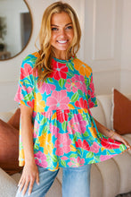 Load image into Gallery viewer, Time For Sun Drop Shoulder Babydoll Top in Blue Floral
