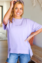 Load image into Gallery viewer, Perfectly Poised Cut Edge French Terry Top in Lilac
