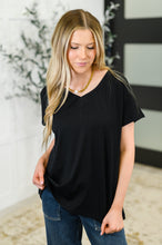 Load image into Gallery viewer, Top Shelf Basic V-Neck Ribbed Tee in Black
