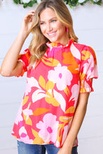 Load image into Gallery viewer, Strawberry Flat Floral Frill Bubble Sleeve Top

