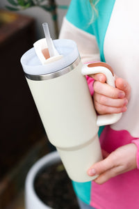 Insulated 38oz. Tumbler with Straw in Cream