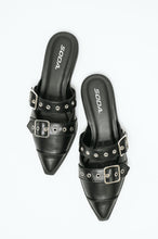 Load image into Gallery viewer, Usual Pointy Toe Double Buckle Flat in Black
