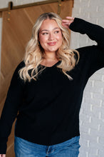 Load image into Gallery viewer, V-Neck Front Seam Sweater in Black
