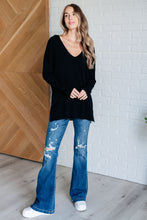 Load image into Gallery viewer, V-Neck Front Seam Sweater in Black
