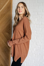 Load image into Gallery viewer, V-Neck Front Seam Sweater in Deep Camel
