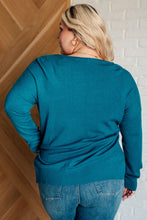 Load image into Gallery viewer, V-Neck Front Seam Sweater in Heather Ocean Teal
