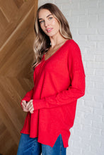 Load image into Gallery viewer, V-Neck Front Seam Sweater in Heather Red
