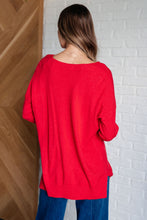 Load image into Gallery viewer, V-Neck Front Seam Sweater in Heather Red
