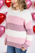 Load image into Gallery viewer, Cozy Block Sweater - VDay Stripes
