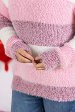 Load image into Gallery viewer, Cozy Block Sweater - VDay Stripes
