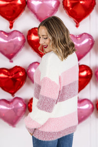 Cozy Block Sweater - VDay Stripes