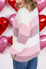 Load image into Gallery viewer, Cozy Block Sweater - VDay Stripes
