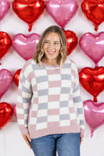 Load image into Gallery viewer, Checkered Sweater - Grey and Pink
