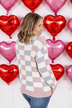 Load image into Gallery viewer, Checkered Sweater - Grey and Pink
