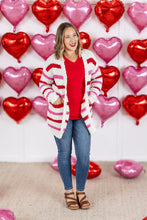 Load image into Gallery viewer, Valentine&#39;s Stripe Cardigan
