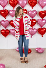 Load image into Gallery viewer, Valentine&#39;s Stripe Cardigan
