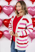 Load image into Gallery viewer, Valentine&#39;s Stripe Cardigan
