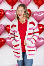 Load image into Gallery viewer, Valentine&#39;s Stripe Cardigan
