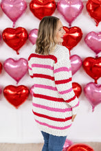 Load image into Gallery viewer, Valentine&#39;s Stripe Cardigan
