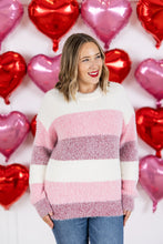 Load image into Gallery viewer, Cozy Block Sweater - VDay Stripes
