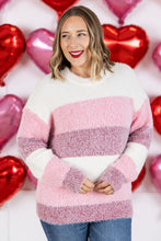 Load image into Gallery viewer, Cozy Block Sweater - VDay Stripes
