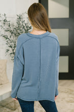 Load image into Gallery viewer, Wander &amp; Rest Cable Ribbed Knit Drop Shoulder Top in Dusty Blue
