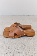Load image into Gallery viewer, Step Into Summer Criss Cross Wooden Clog Mule in Brown
