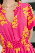 Load image into Gallery viewer, Whispering Willow V-Neck Dress in Fuchsia

