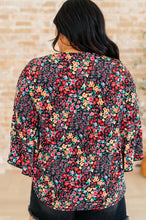 Load image into Gallery viewer, Willow Bell Sleeve Top in Black Multi Ditsy Floral
