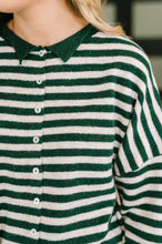 Load image into Gallery viewer, Won't Be Long Collared Sweater Button Down in in Hunter Green
