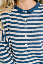 Load image into Gallery viewer, Won't Be Long Collared Sweater Button Down in Navy

