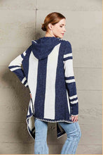 Load image into Gallery viewer, Cozy Haven Woven Right Striped Open Front Hooded Cardigan (2 color options)
