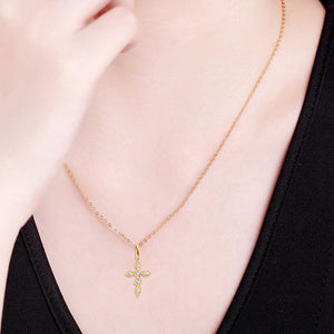 925 Sterling Silver Moissanite Cross Pendant Necklace (gold or silver)