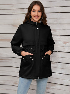 Drawstring Long Sleeve Hooded Jacket (multiple color options)