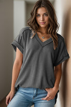 Load image into Gallery viewer, Textured V-Neck Short Sleeve Top (multiple color options)
