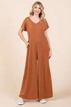 Load image into Gallery viewer, Ribbed Short Sleeve Wide Leg Jumpsuit
