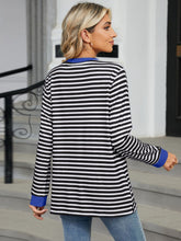 Load image into Gallery viewer, Pocketed Striped Round Neck Long Sleeve Top (multiple color options)
