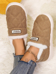 Thermal Corduroy Slip-On Booties