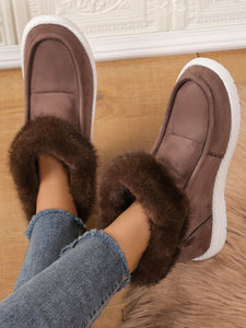 Faux Fur Suede Round Toe Sneakers (multiple color options)