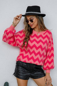 Chevron Lantern Sleeve Tunic Sweater (multiple color options)