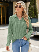 Load image into Gallery viewer, Ribbed Johnny Collar Long Sleeve Top (multiple color options)
