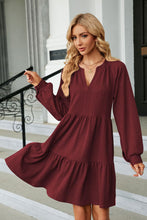 Load image into Gallery viewer, Notched Neck Long Sleeve Mini Dress (multiple color options)
