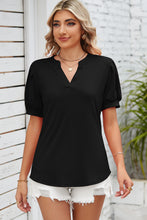 Load image into Gallery viewer, Notched Ruched Short Sleeve Top (multiple color options)
