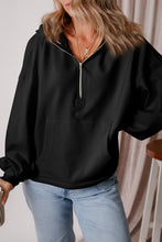 Load image into Gallery viewer, Pocketed Half Zip Dropped Shoulder Hoodie (multiple color options)
