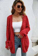 Load image into Gallery viewer, Open Front Openwork Fuzzy Cardigan with Pockets (multiple color options)
